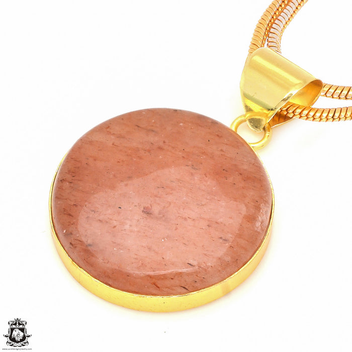 Strawberry Quartz 24K Gold Plated Pendant  GPH545