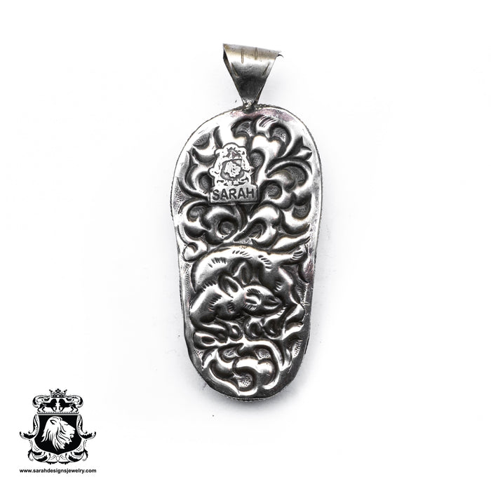 Sprawling Eagles  Carving Silver Pendant & Chain N261