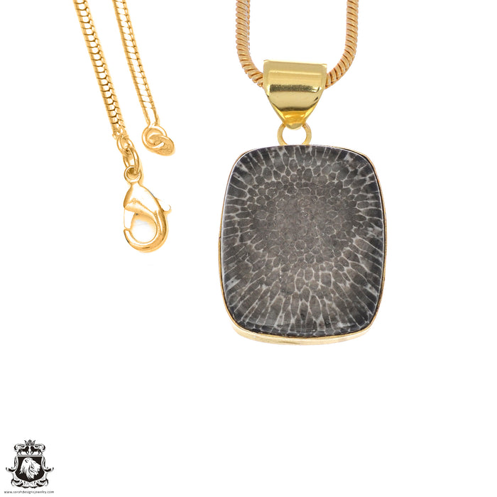 Stingray Coral 24K Gold Plated Pendant 3mm Snake Chain GPH1128