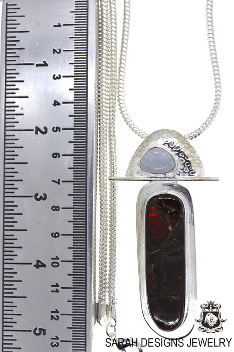 Ammolite 925 Sterling Silver Pendant 4mm Snake Chain P1604