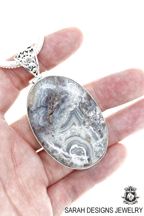 Crazy Lace Agate Pendant 4mm Snake Chain P4401
