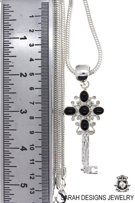 Black Onyx Key Pendant & Chain P4673