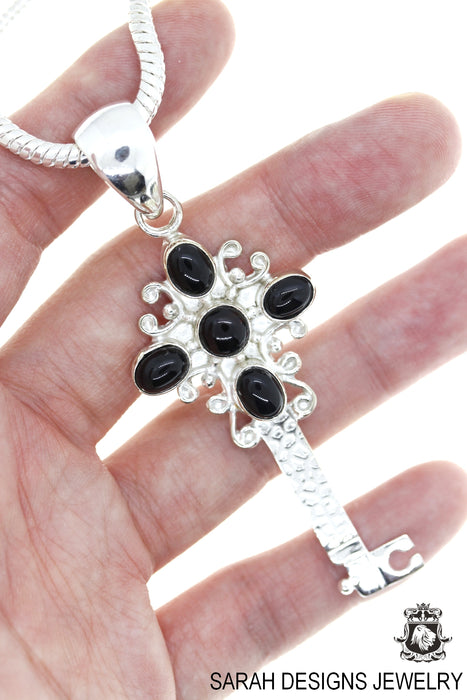 Black Onyx Key Pendant & Chain P4673