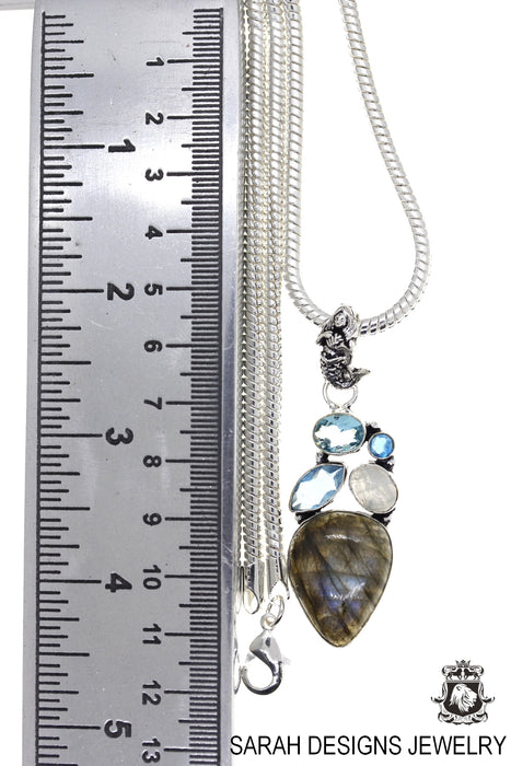 Labradorite Moonstone Pendant & Chain P4687