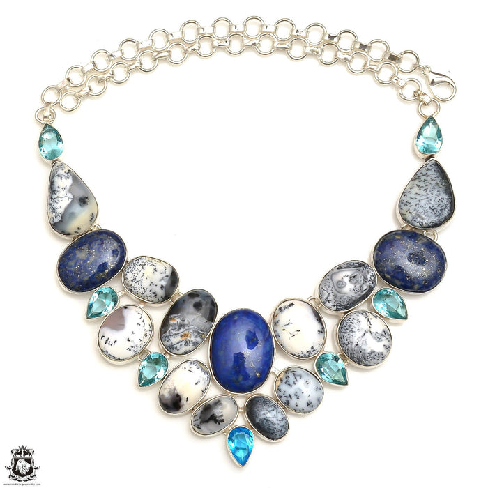Dendritic Opal Lapis Lazuli Necklace Bracelet SET1025
