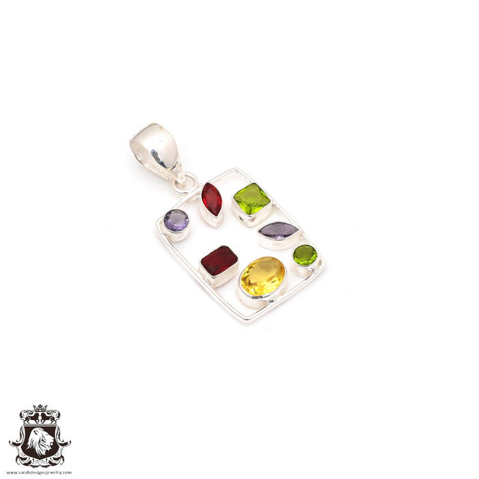 Garnet Citrine Peridot Pendant & Chain P9072