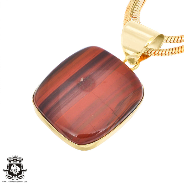 Iron Tiger's Eye 24K Gold Plated Pendant 3mm Snake Chain GPH1392