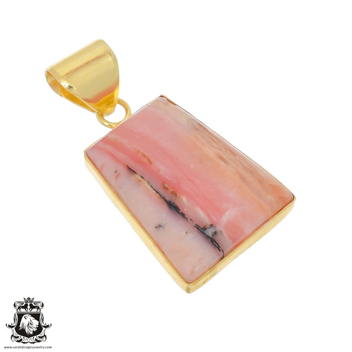 Peruvian Pink Opal 24K Gold Plated Pendant  GPH993