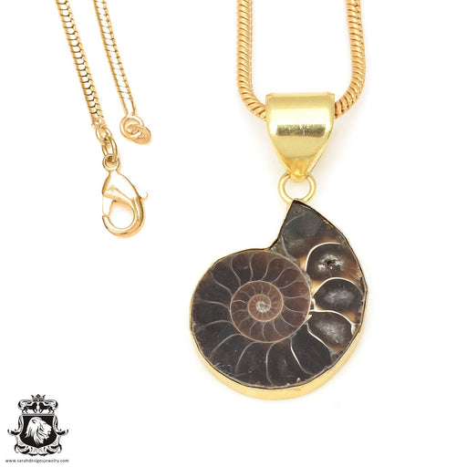 Ammonite 24K Gold Plated Pendant  GPH669