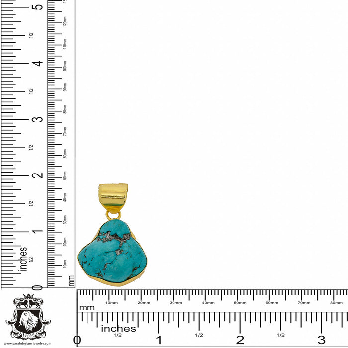 Turquoise Nugget 24K Gold Plated Pendant  GPH921