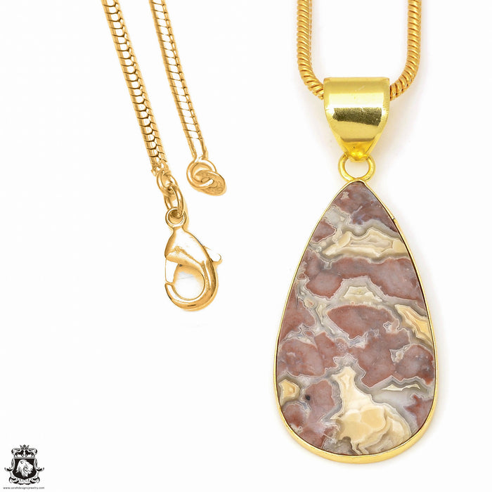 Crazy Lace Agate 24K Gold Plated Pendant  GPH606