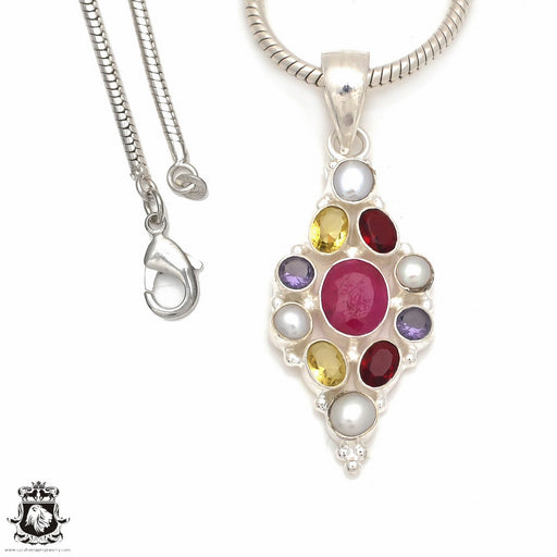 Ruby Pendant & Chain P8528