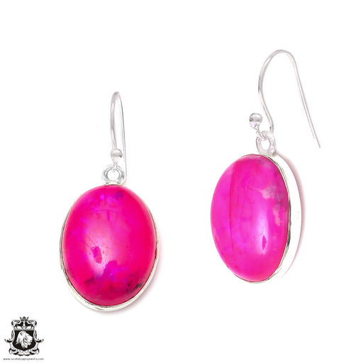 Pink Moonstone 925 SOLID Sterling Silver Hook Dangle Earrings E393