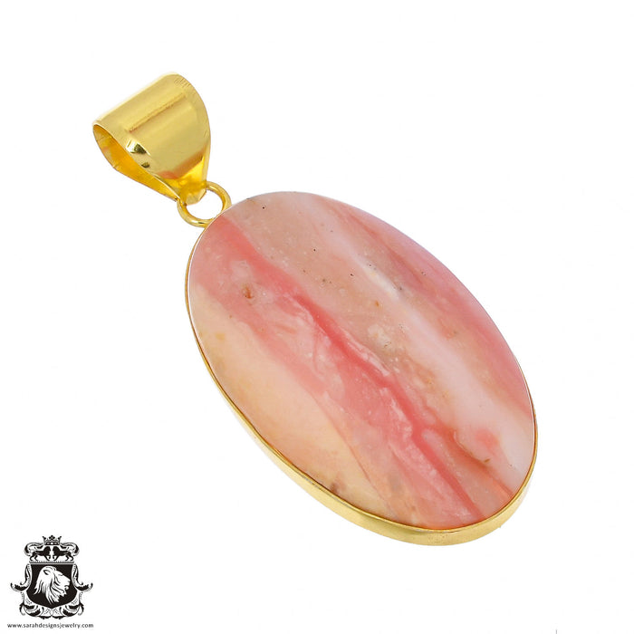 Peruvian Pink Opal 24K Gold Plated Pendant  GPH996