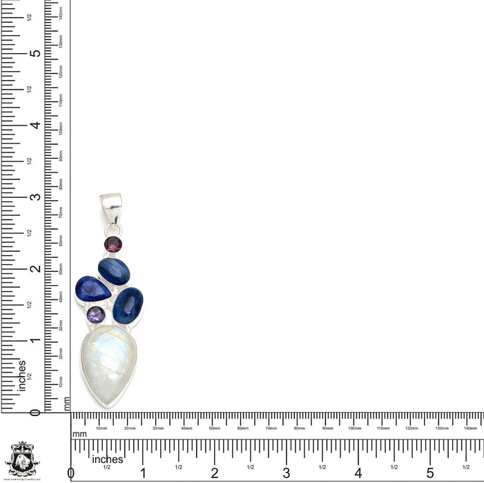 Moonstone Kyanite Sapphire Pendant & Chain P8320