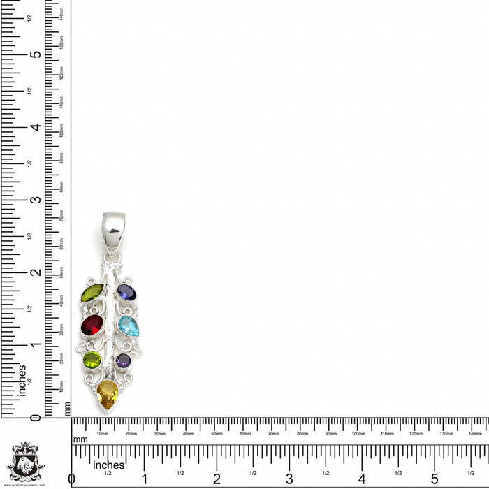 Multi-Gemstone Pendant & Chain P8417