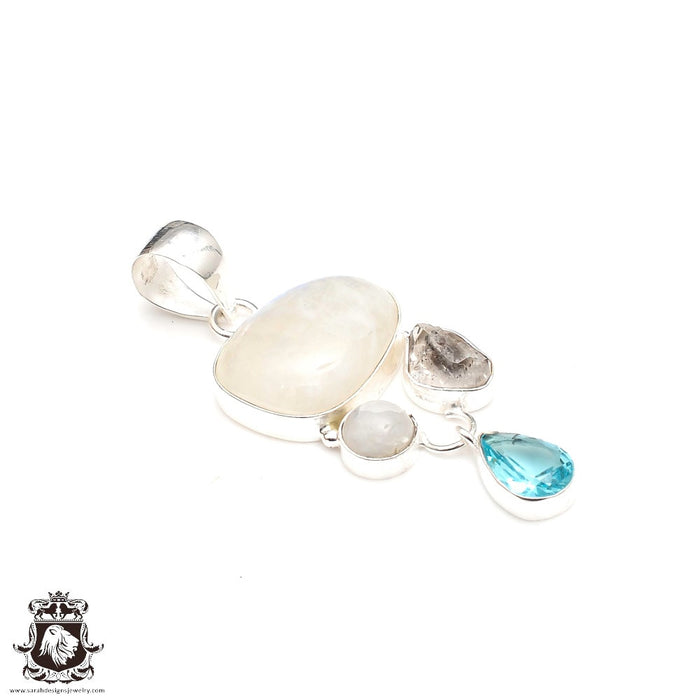 Moonstone Herkimer Diamond Pendant & Chain P9241