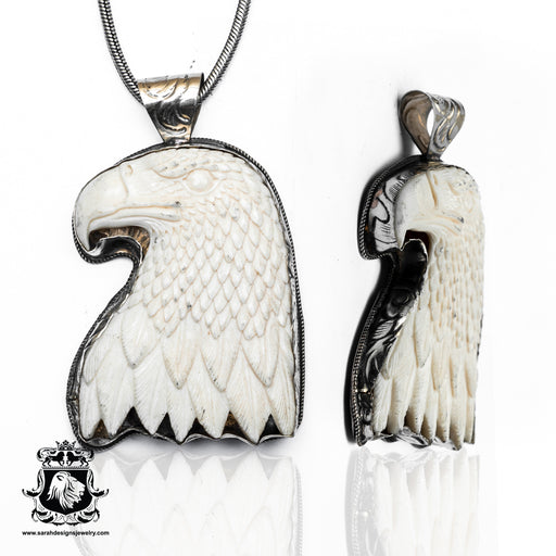 American Patriot Eagle  Carving Silver Pendant & Chain N359