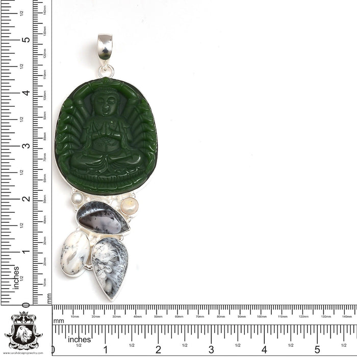 5 Inch Genuine Certified Jade Buddha Pendant 4mm Italian Snake Chain P9123