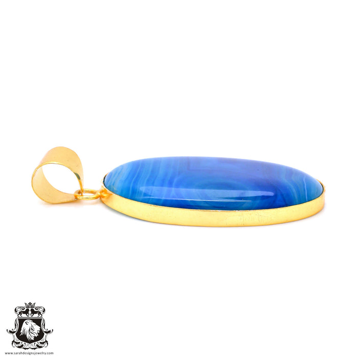 Ocean Blue Agate 24K Gold Plated Pendant  GPH454