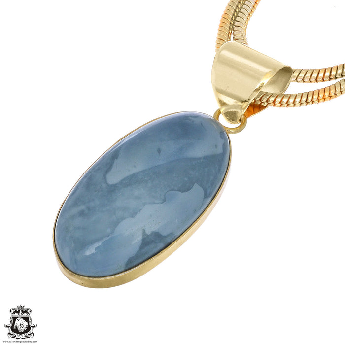 Owyhee Blue Opal 24K Gold Plated Pendant 3mm Snake Chain GPH1070