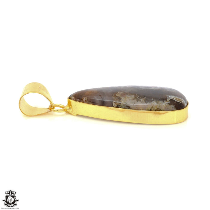 Stick Agate 24K Gold Plated Pendant 3mm Snake Chain GPH1592