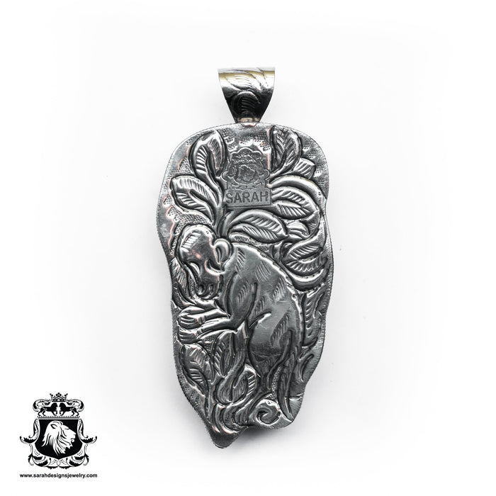 Slithering Snake Skull Tibetan Repousse Silver Pendant 4MM Chain N519