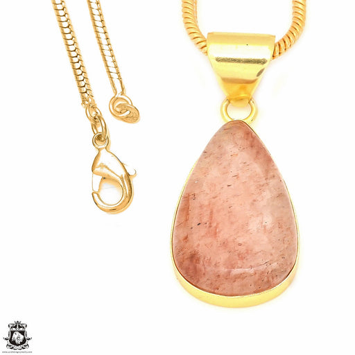 Strawberry Quartz 24K Gold Plated Pendant  GPH544