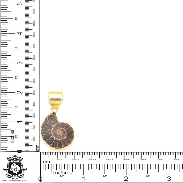 Ammonite 24K Gold Plated Pendant 3mm Snake Chain GPH676