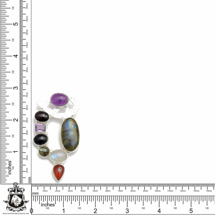 Labradorite Amethyst Moonstone Pendant & Chain P9020