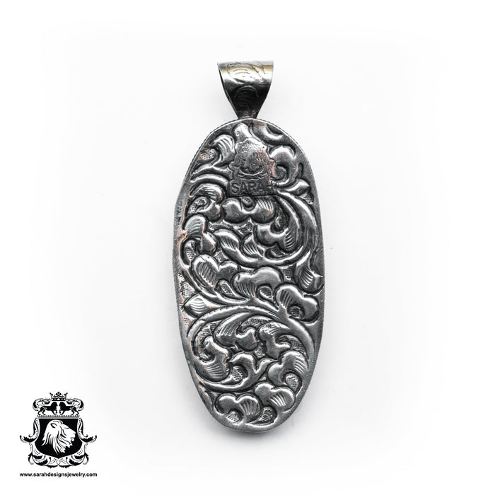 Slithering Snake on Skull  Carving Silver Pendant & Chain N512