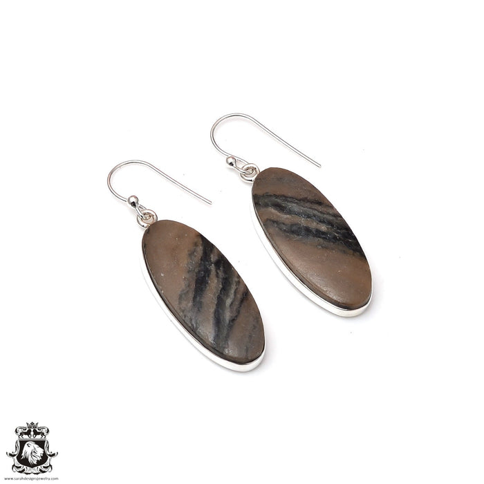 Stromatolite 925 SOLID Sterling Silver Hook Dangle Earrings E424