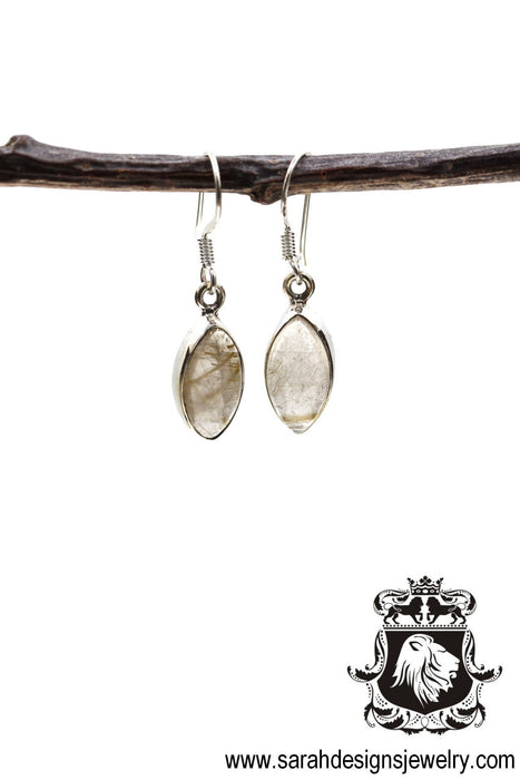 Rutile Rutilated Quartz 925 SOLID Sterling Silver Earrings E52