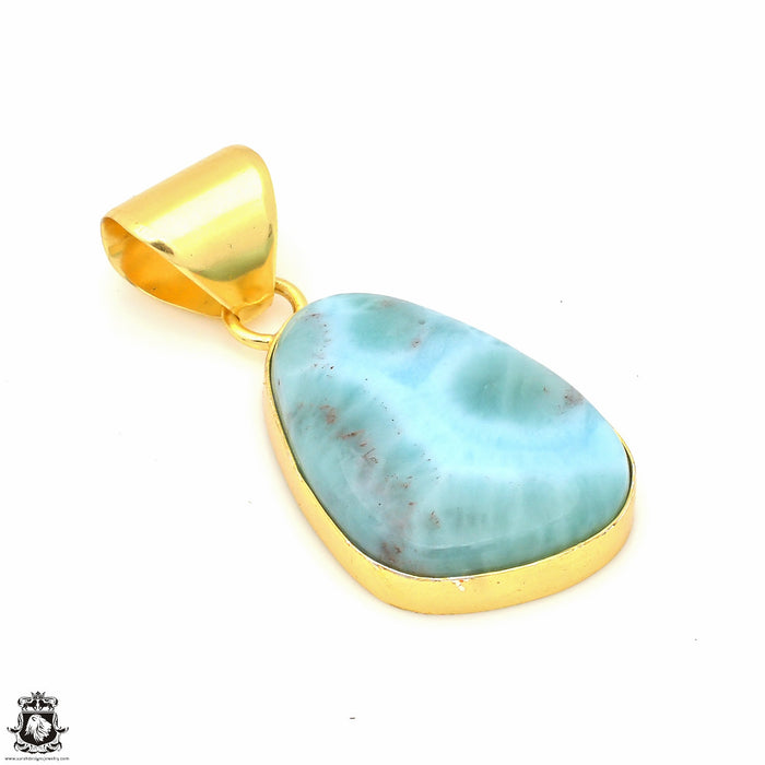 Larimar 24K Gold Plated Pendant  GPH526