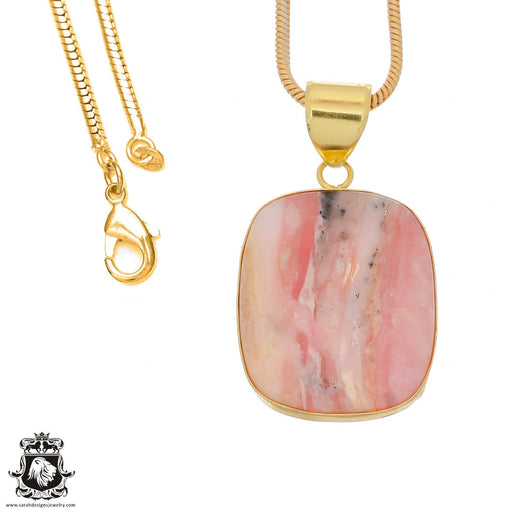 Peruvian Pink Opal 24K Gold Plated Pendant  GPH990