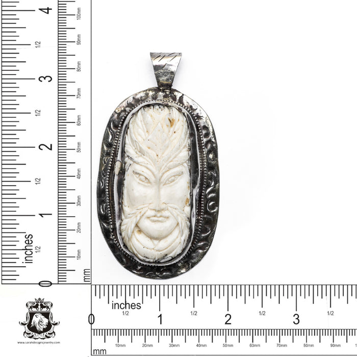 Masquerading Lady  Carving Silver Pendant & Chain N254