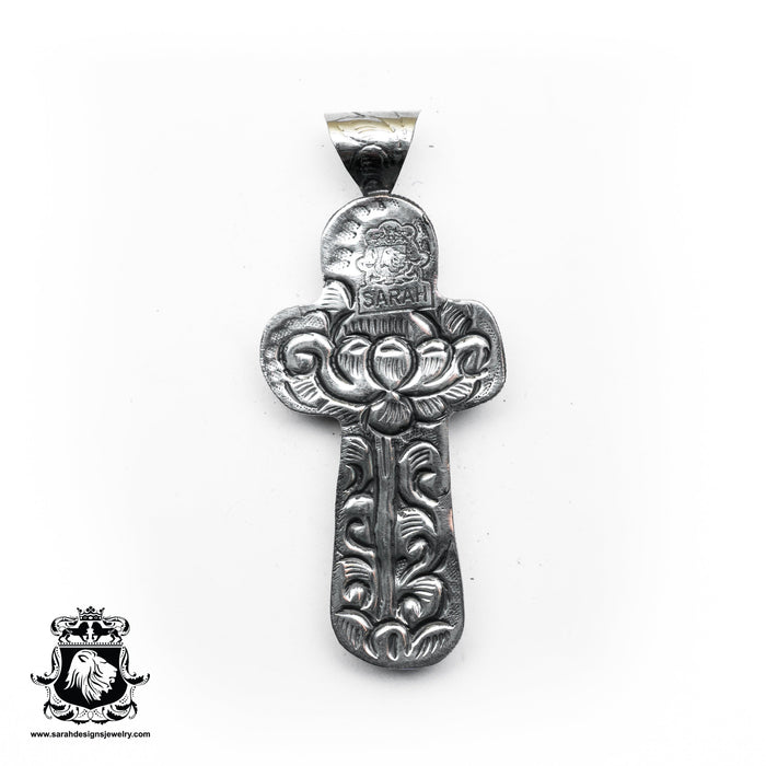 Skull Cross  Carving Silver Pendant & Chain N544