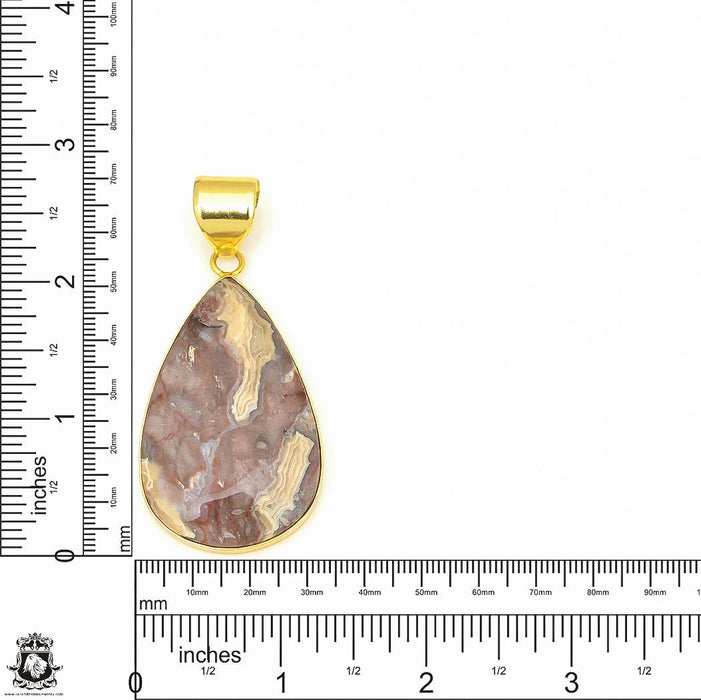 Crazy Lace Agate 24K Gold Plated Pendant  GPH603