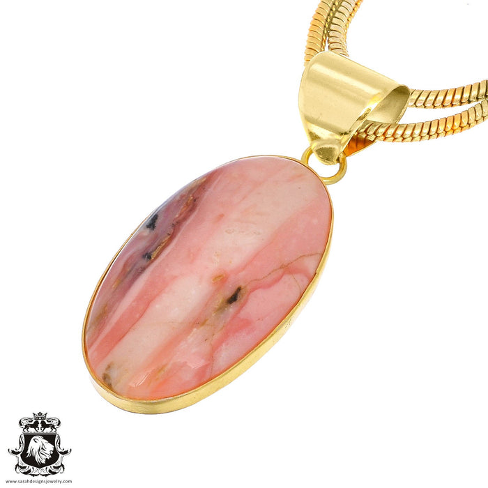 Peruvian Pink Opal 24K Gold Plated Pendant  GPH1003