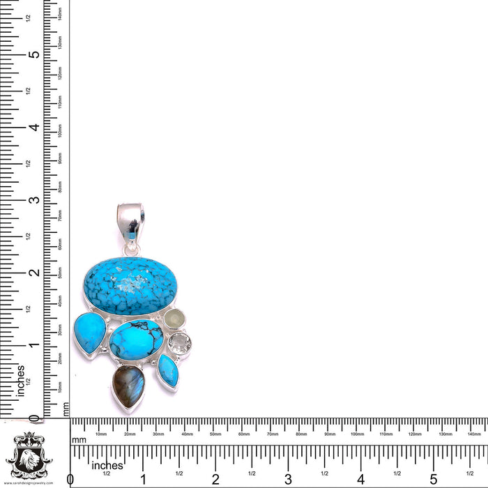 3 Inch Turquoise Pendant & Chain P8189