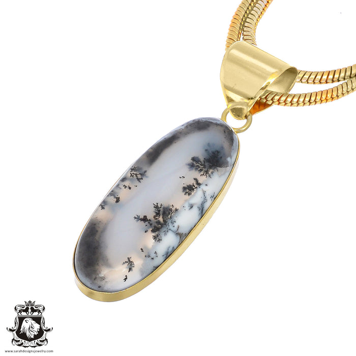 Dendritic Opal 24K Gold Plated Pendant  GPH826