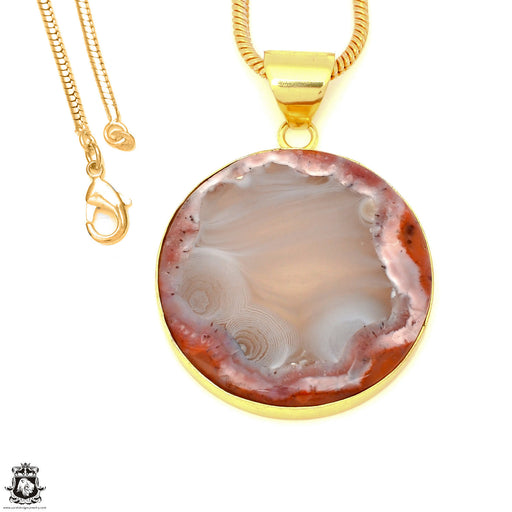 Laguna Lace Agate 24K Gold Plated Pendant 3mm Snake Chain GPH1618