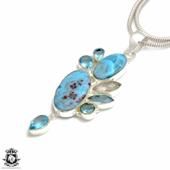 4 Inch Genuine Larimar Pendant & Chain P8781