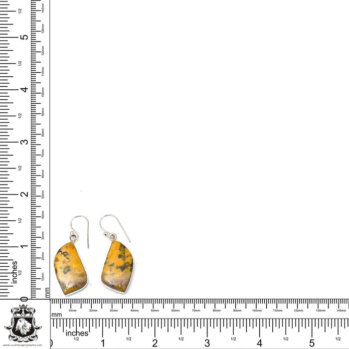 Bumblebee Jasper 925 SOLID Sterling Silver Hook Dangle Earrings E430