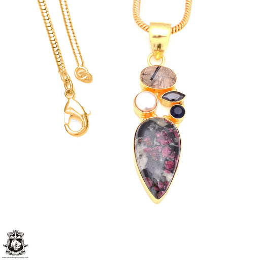 Eudialyte 24K Gold Plated Pendant 3mm Snake Chain GP130