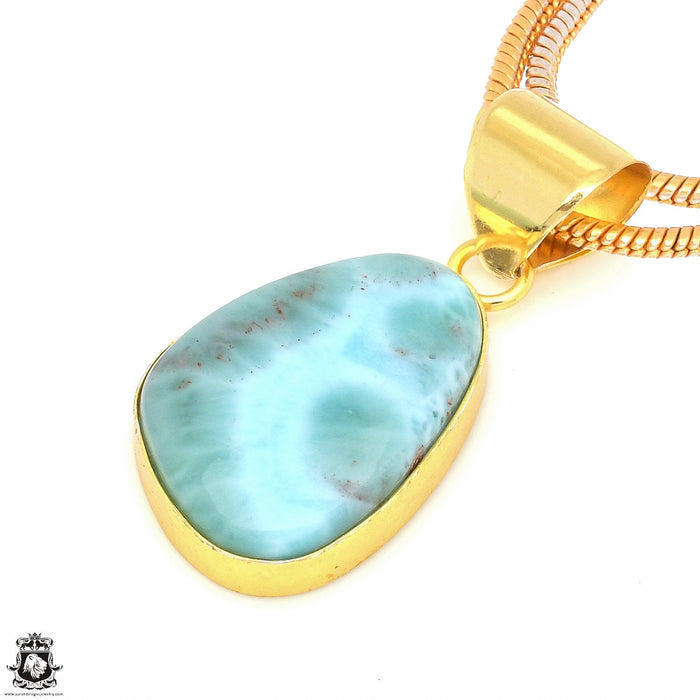 Larimar 24K Gold Plated Pendant  GPH526