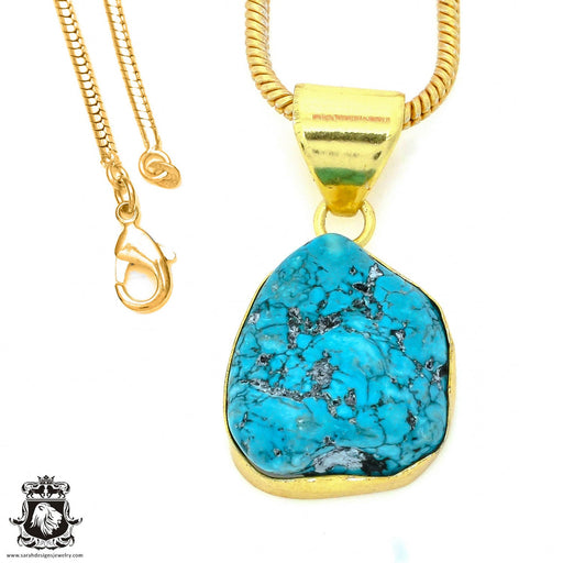 Turquoise Nugget 24K Gold Plated Pendant  GPH913