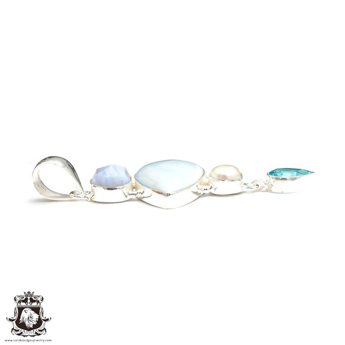 Owyhee Blue Opal Blue Lace Agate Pendant & Chain P9178