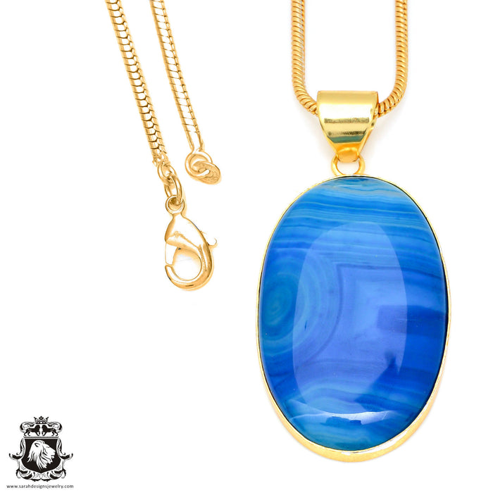 Ocean Blue Agate 24K Gold Plated Pendant  GPH454