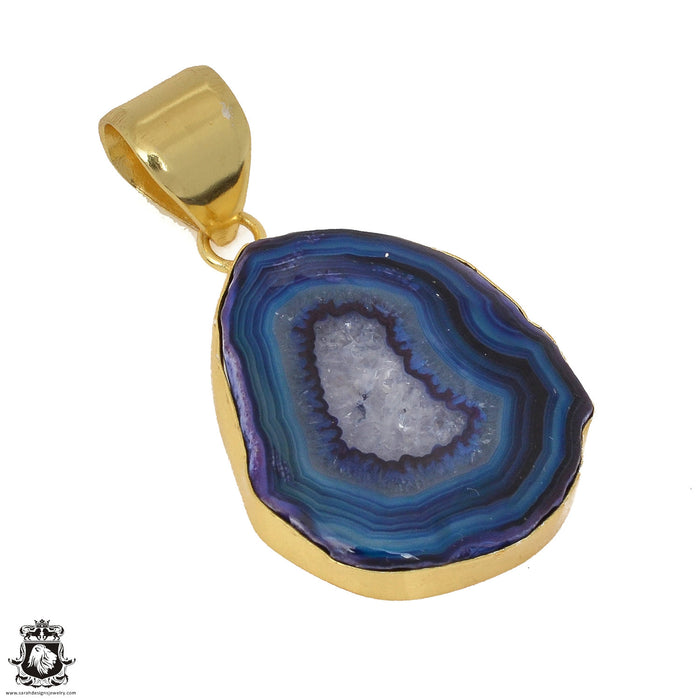 Ocean Blue Stalactite 24K Gold Plated Pendant  GPH1164